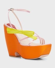 Roger Vivier 140mm Satin Strappy Colorblock Platform Sandals Neiman Marcus at Neiman Marcus