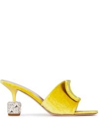 Roger Vivier 75mm Cube Heel Mules Yellow at Farfetch