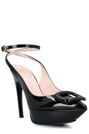 Roger Vivier Choc Patent Leather Slingbacks at Cettire