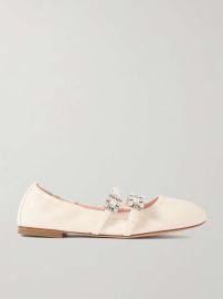 Roger Vivier Crystal embellished leather ballet flats at Net a Porter