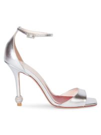 Roger Vivier I Love Vivier Embellished Heel Metallic Leather Sandals at Saks Off 5th