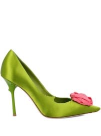 Roger Vivier Satin Rose Pumps Green at Farfetch
