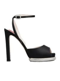 Roger Vivier Viv Choc Strass Platform Sandals in Satin at Senser