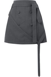 Rokh - Belted button-embellished twill wrap mini skirt at Net A Porter