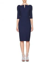 Roland Moulet Split Neck Sheath Dress at Neiman Marcus