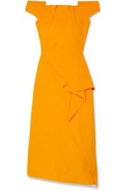 Roland Mouret - Arch off-the-shoulder draped crepe midi dress at Net A Porter