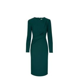 Roland Mouret - Green Wool amp Silk Long Sleeve Dress at Mitchells