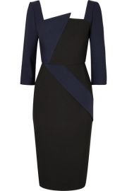 Roland Mouret - Hughes asymmetric two-tone stretch-crepe dress at Net A Porter