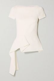 Roland Mouret - Newhall draped wool-crepe peplum top at Net A Porter