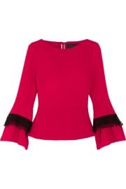 Roland Mouret   Silsden fringed wool-crepe top at Net A Porter