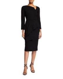 Roland Mouret Abbaye Peplum Draped Wool Dress at Neiman Marcus