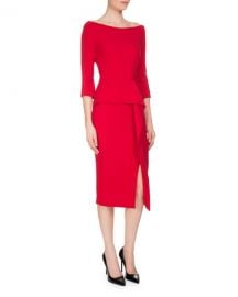 Roland Mouret Ardingly Off-the-Shoulder Peplum Dress  Rose at Neiman Marcus