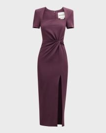 Roland Mouret Aubergine Twisted Heavy Cady Midi Dress at Neiman Marcus