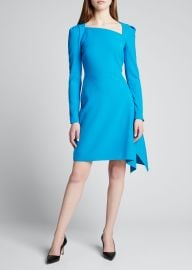 Roland Mouret Charwell Asymmetric-Neck Draped Sheath Dress w Face Mask - at Bergdorf Goodman