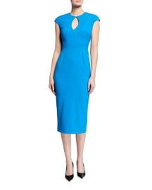 Roland Mouret Chiswell Keyhole-Front Crepe Mid Dress w Face Mask at Neiman Marcus