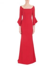 Roland Mouret Coleman Square-Neck Bell-Cuff Trumpet Evening Gown at Neiman Marcus