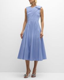 Roland Mouret Cotton Poplin Midi Dress with Bow Detail at Neiman Marcus