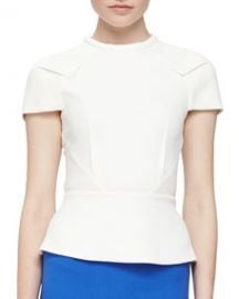 Roland Mouret Cymatia Angled Peplum Top Off White at Neiman Marcus