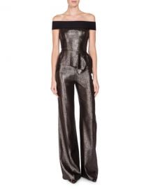 Roland Mouret Danielson Off-the-Shoulder Peplum Jumpsuit at Neiman Marcus