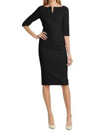 Roland Mouret Etty Crepe Splitneck Sheath Dress on SALE at Saks Off 5th