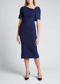 Roland Mouret Fenton Double Crepe Sheath Midi Dress w Face Mask - at Bergdorf Goodman