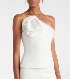 Roland Mouret Floral appliqu strapless cr pe top at Mytheresa