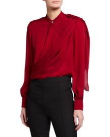 Roland Mouret Hallow Georgette Draped Top at Neiman Marcus