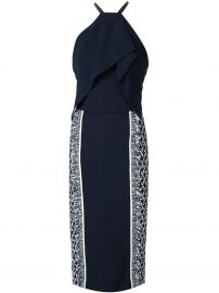 Roland Mouret Navy Blue Side Print Halterneck Dress at Farfetch