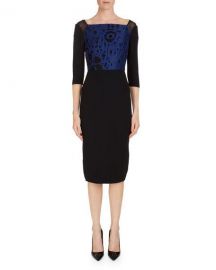 Roland Mouret Newark 3 4-Sleeve Fil Coupe Sheath Dress   Neiman at Neiman Marcus