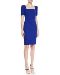 Roland Mouret Parabia Square-Neck Peaked-Shoulder Dress Electric Blue at Neiman Marcus