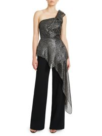 Roland Mouret Sumter Asymmetric Metallic Jumpsuit on SALE at Saks Off 5th