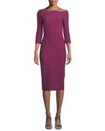 Roland Mouret Witham 3 4-Sleeve Asymmetric Boat-Neck Dress at Neiman Marcus