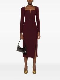 Roland Mouret square-neck Belted Dress Red at Farfetch