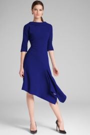 Roll Neck Asymmetrical Crepe Dress by Teri Jon at Teri Jon