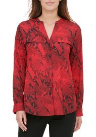 Roll Sleeve Snake Print Top at Belk