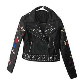 Romeo Juliet Couture Floral Leather Jacket at Amazon