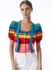 Romi Puff Sleeve Cardigan In Multi  Alice And Olivia at Alice + Olivia