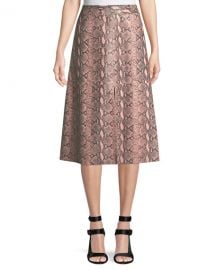 Romi Snake-Print Leather Midi Skirt alice and olivia at Bergdorf Goodman