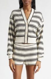 Romy Stripe Crop Pointelle Cardigan at Nordstrom