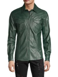 Ron Tomson Snap Front Leather Shirt at Saks Off 5th