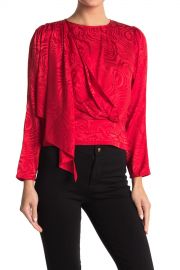 Ronny Kobo   Monet Silk Blend Jacquard Draped Blouse   Nordstrom Rack at Nordstrom Rack