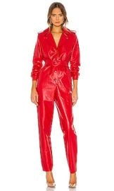 Ronny Kobo Alie Faux Leather Jumpsuit In Red at Revolve
