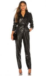 Ronny Kobo Alie Faux Leather Jumpsuit in Black from Revolve com at Revolve