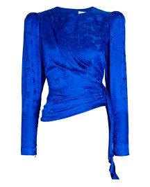 Ronny Kobo Allure Jacquard Draped Top In Blue reg at Intermix