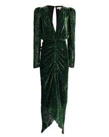 Ronny Kobo Astrid Devoreacute-Velvet Dress In Green reg at Intermix