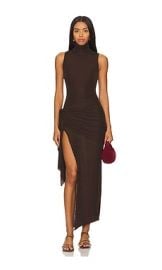 Ronny Kobo Crystal Dress In Chocolate Brown at Revolve