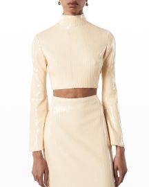 Ronny Kobo Elsabet Turtleneck Sequin Crop Top at Neiman Marcus