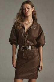 Ronny Kobo Long Sleeve Faux Leather Regan Mini Dress at Anthropologie