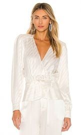 Ronny Kobo Lorrie Belted Top in White at Revolve