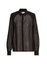 Ronny Kobo Lune Crystal-Pinstriped Semi-Sheer Blouse | Saks Fifth Avenue at Saks Fifth Avenue